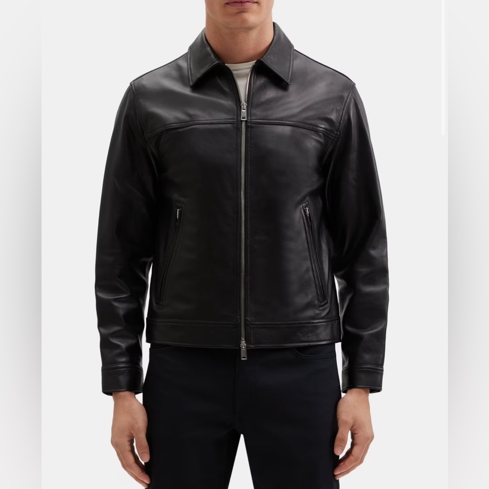 THEORY Zip-Up Jacket in Lamb Leather